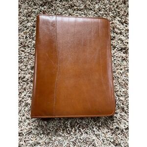 Day-Timer Vintage Brown Leather Zip Around Organizer Planner Portfolio 7x10